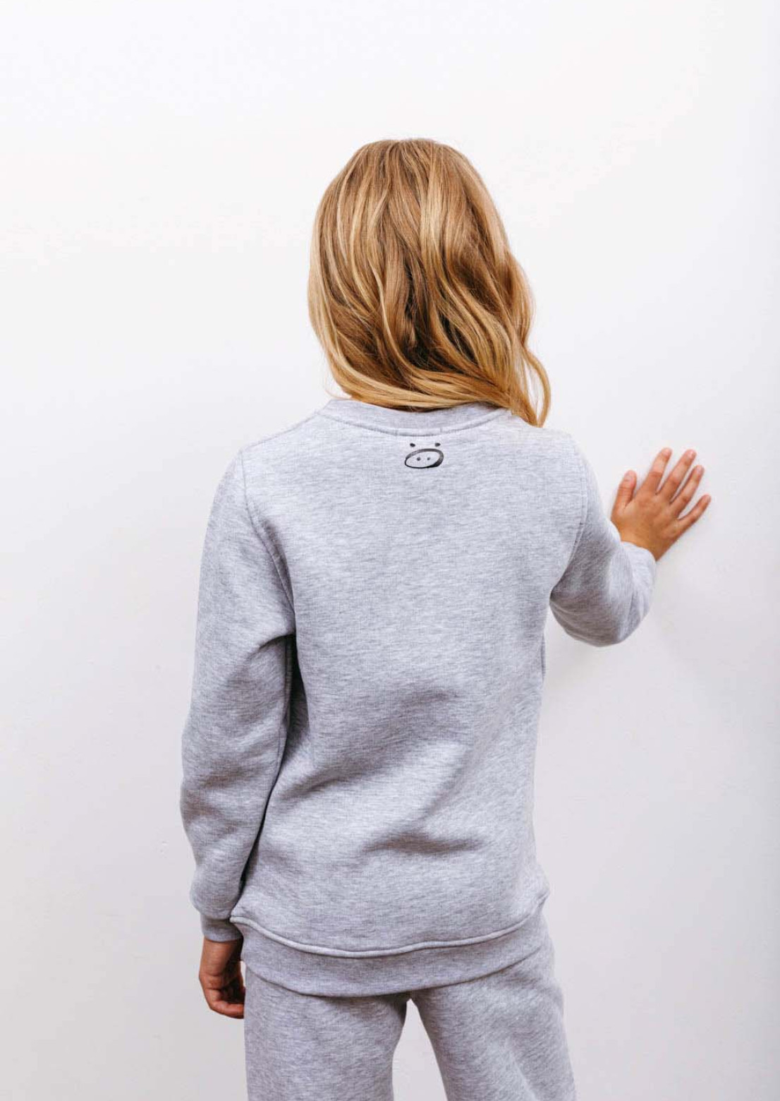 Grey melange color kids three-thread insulated sweatshirt